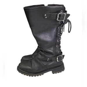 Harley-Davidson Women's Alexa 14" Black Lace Up Leather Motorcycle Boots Sz 7.5